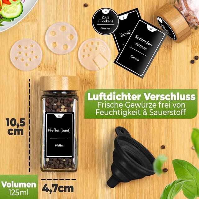 Detalle 2 de CLIDOR Gewürzgläser eckig 24 x 125 ml