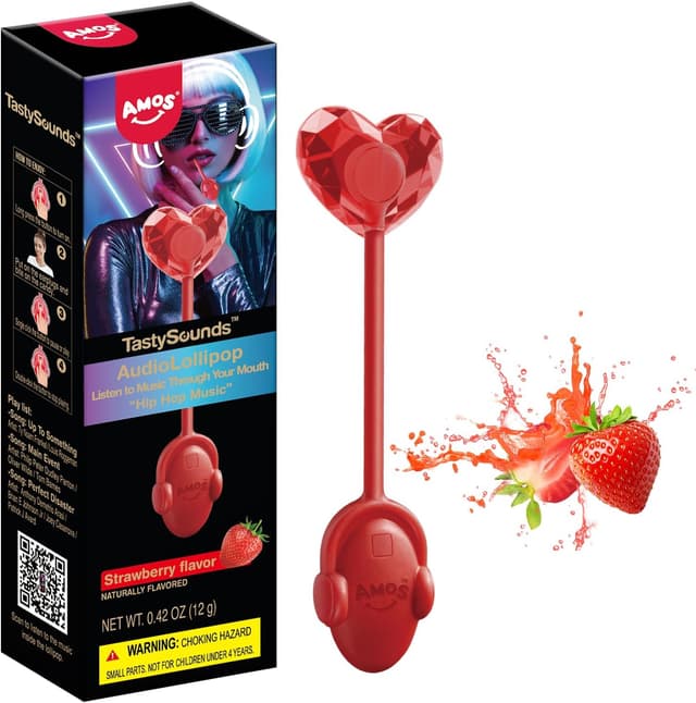 Detalle de Amos Musicale Lecca lecca Caramelle Lecca Dolce Cantanti alla fragola (senza glutine, senza zucchero)