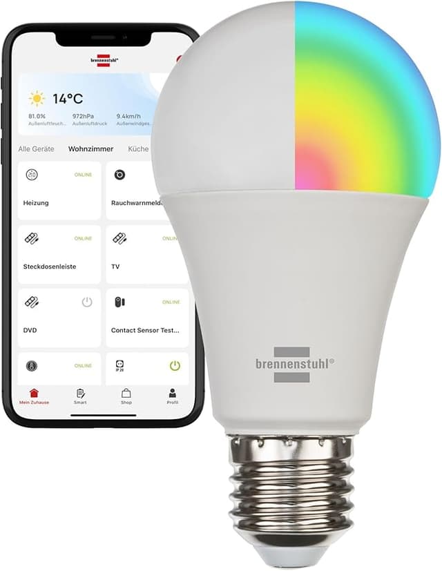 Detalle de Brennenstuhl Connect Bombilla LED WiFi E27 compatible Alexa