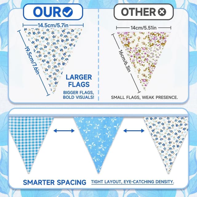 Detalle de Alintor Floral Bunting 45 flags 39.4ft