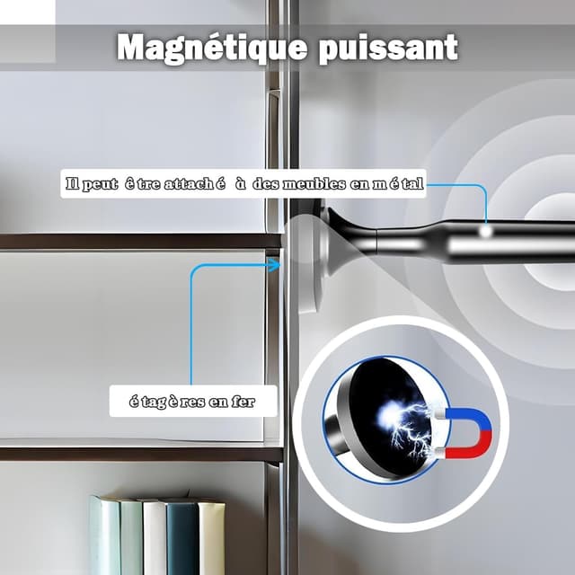 Detalle de Antenne TV intérieure puissante pour TNT (DVB-T2) – câble 2,5 m, base magnétique, compatible 4K/1080p