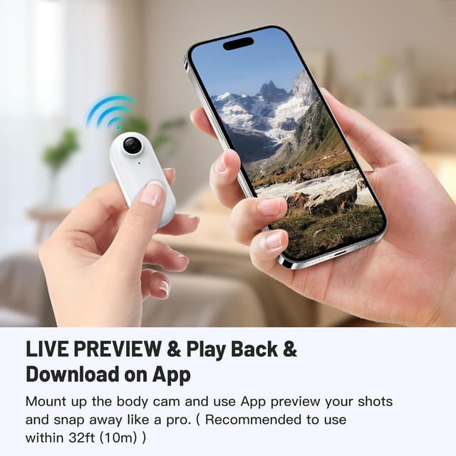 Detalle 2 de Meoilkolnm Mini Body Camera (Thumb Size) with 128GB, Wearable Hands-Free Action Cam (White)