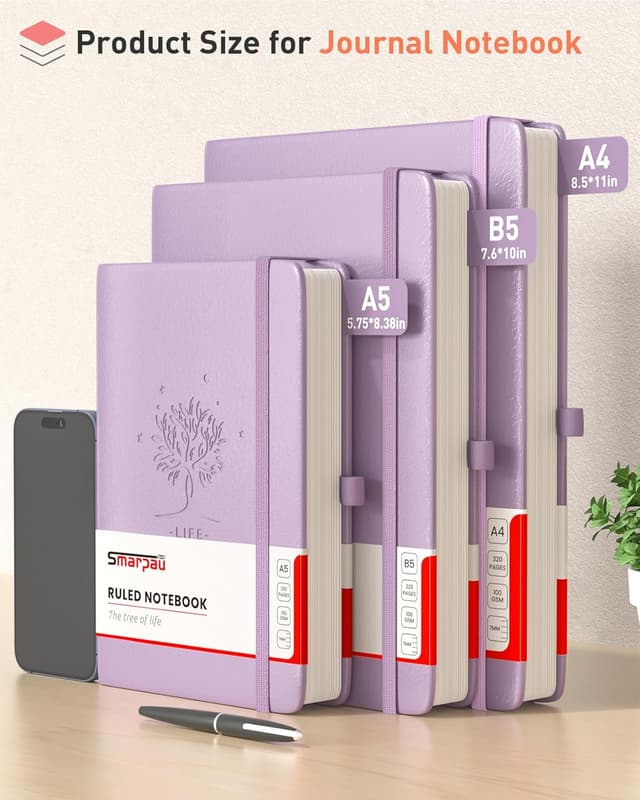 Detalle 2 de Smarpau 320 Pages B5 College Ruled Notebook (Purple) with Index Tabs and 100gsm Paper