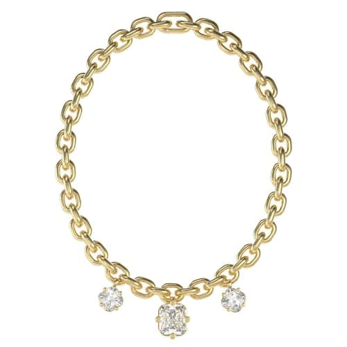 Detalle de Collar Guess para mujer JUBN04231JWYGT con cristales y luces doradas intermitentes