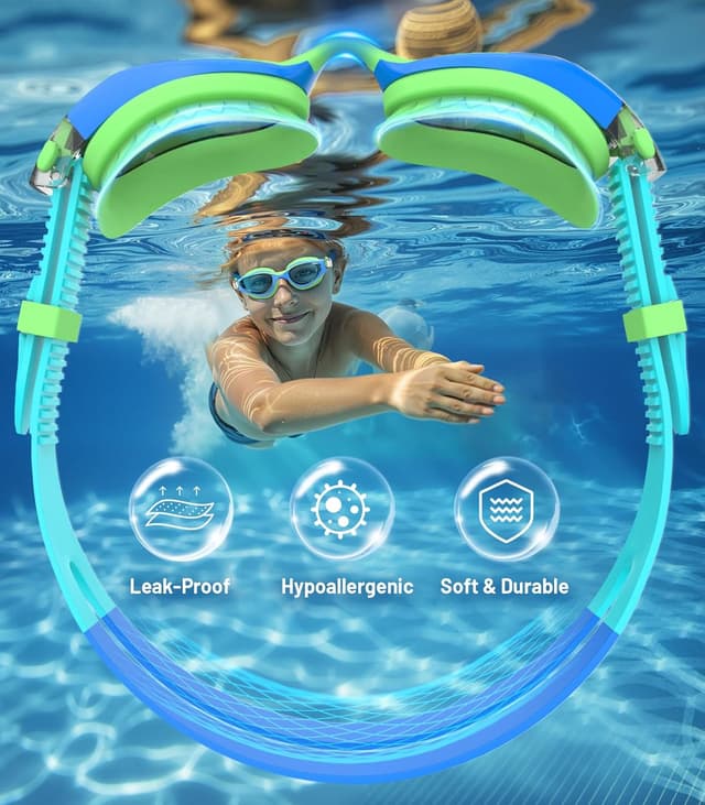 Detalle de HIGAHY Schwimmbrille Kinder (6–14 Jahre) mit UV-Schutz und Anti-Beschlag – für Jungen und Mädchen