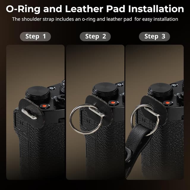 Detalle de SMALLRIG Shoulder Strap für Kamera – verstellbarer geflochtener Schultergurt mit O-Ring und Lederpolster