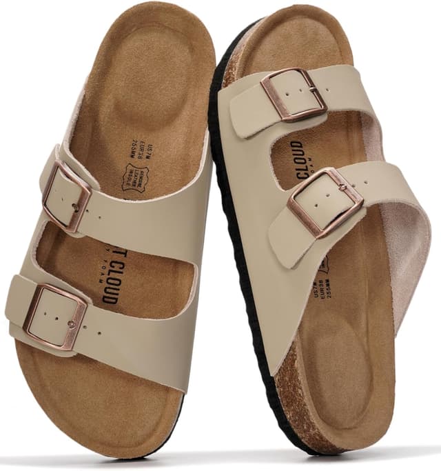 Detalle de Venita Project Cloud Women’s Genuine Leather Memory Foam Flat Sandals