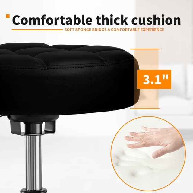Thumbnail 2 de Rolling Stool PU Leather Round 14.6" seat