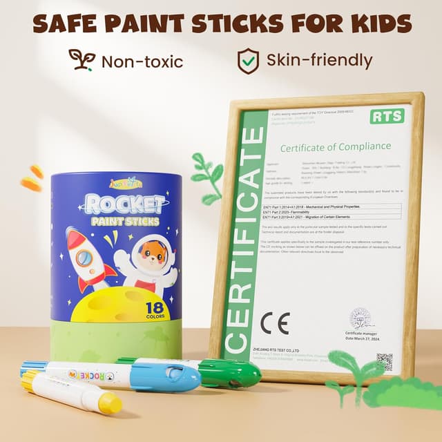 Thumbnail 4 de JUPITEARTH Wachsmalstifte mit 18 Farben, Raketen-Design & 120 PDF-Malvorlagen