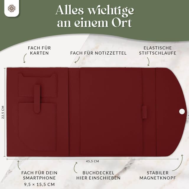 Thumbnail 3 de Lebenskompass Buchhülle – Buchtasche aus veganem PU