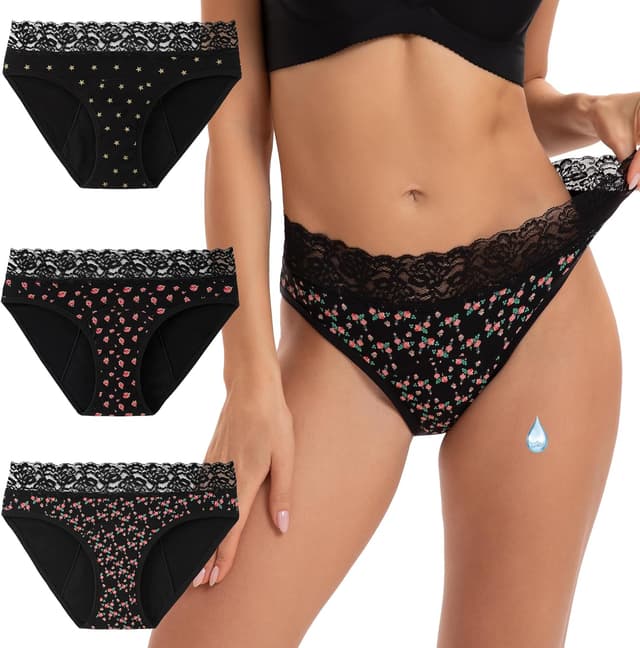 Thumbnail 3 de INNERSY Periodenunterwäsche Spitzen Slip 3er Pack