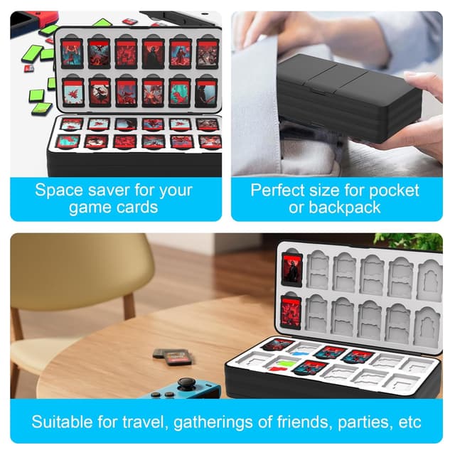 Detalle de iPLYGAM Switch Game Case Holder with 96 Cartridge Slots and 160 Micro SD Storage