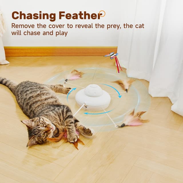 Thumbnail 4 de Potaroma Cat Toys Chargeable 3in1 Hide and Seek for Kittens – automated fluttering butterfly & moving wand feather