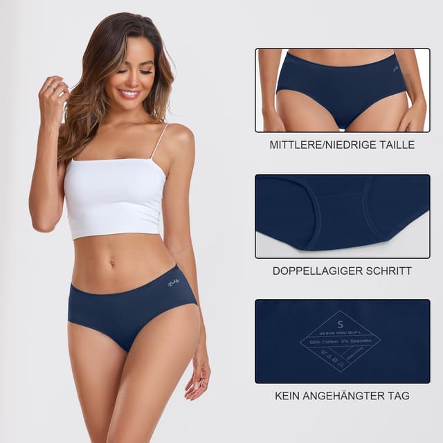 Detalle 2 de coskefy Unterhosen Damen 6er Pack Baumwolle