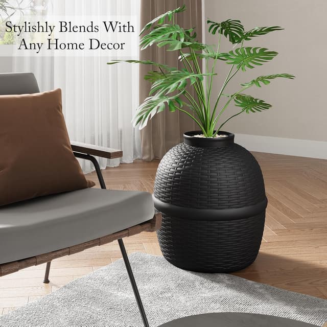 Thumbnail 6 de Sunvivi Katzenklo als Blumentopf mit 12 Monstera-Blättern – versteckte XXL Katzentoilette (45,5 x 45,5 x 51 cm), schwarz