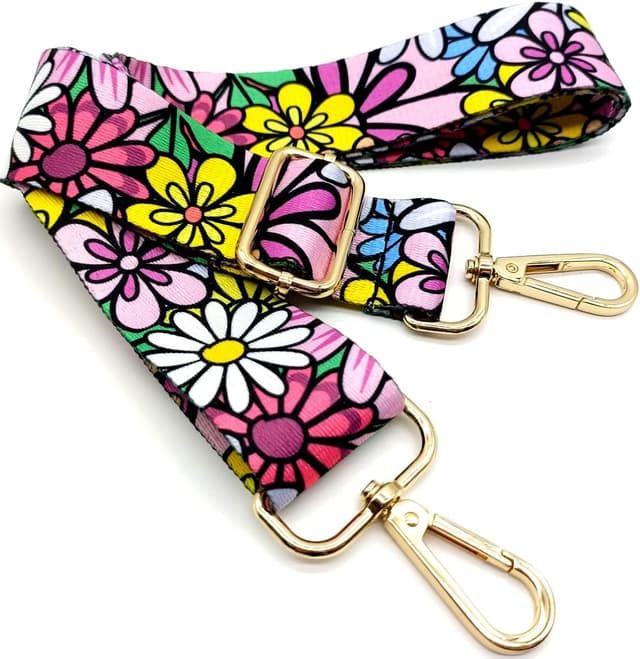 Detalle de Verstellbarer Schultergurt für Taschen (breit 3,8 cm) mit Karabiner Gold, 80–130 cm – Taschengurte zum Wechseln