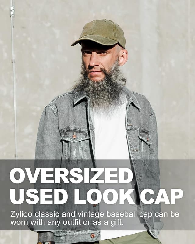 Detalle de Zylioo XL/XXL Washed Cotton Baseball Cap (Big Heads) — Big Vintage sports hat