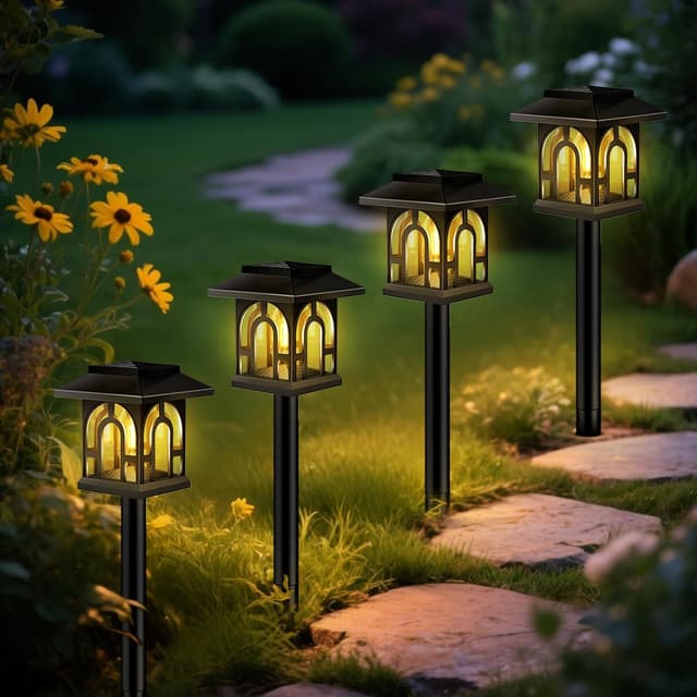 Detalle de 4 Luci Solari da Esterni per Giardino (IP65) con LED a Filamento Bianco Caldo