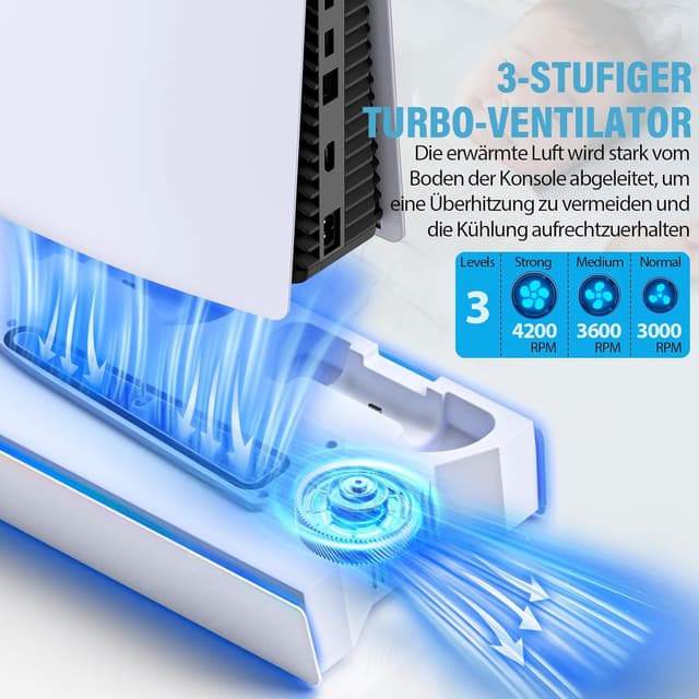 Detalle 1 de ZRZLMVP PS5 Standfuß mit RGB, 3 USB Hub