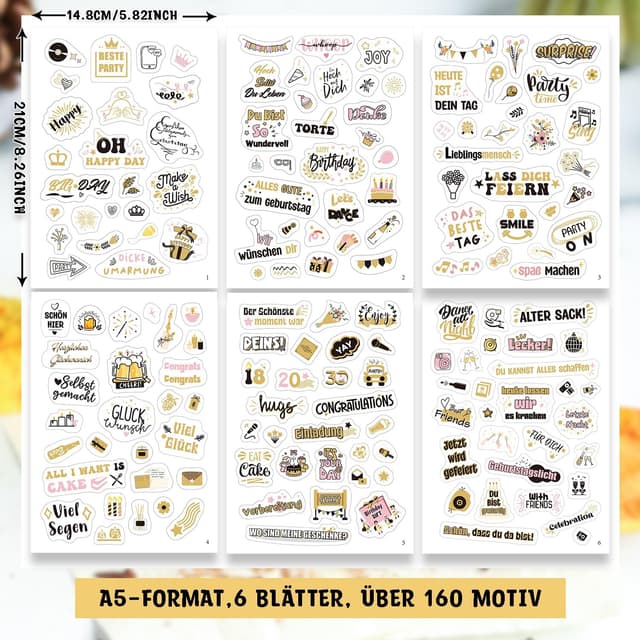 Thumbnail 4 de Hongma Geburtstag Sticker Set Transparent 160 Motive