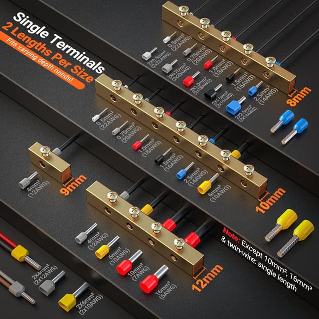 Detalle 2 de Preciva pince à sertir électrique double brayage 0,08–16 mm² (kit avec 1275 embouts et valise)