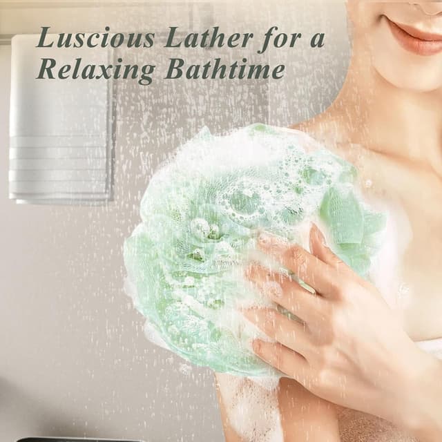 Thumbnail 6 de flintronic 4er Set Badeschwamm & Dusch-Luffa-Kugeln (60 g), weich, extra groß, 12 x 12 cm