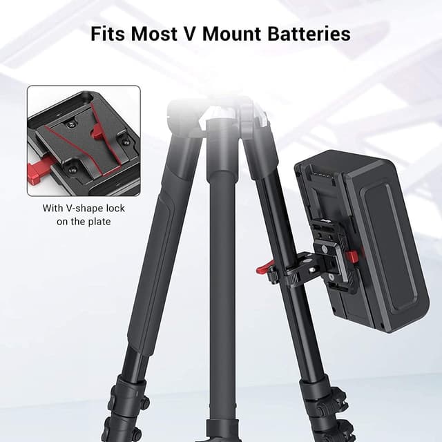 Detalle de SmallRig Mini V Mount Battery Plate (2989) with crab-shaped clamp for camera power