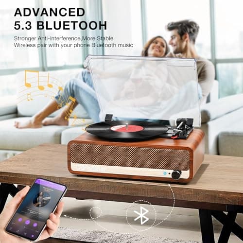 Detalle de Udreamer Platine, tourne-disque Bluetooth avec 3 vitesses