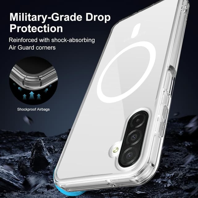 Detalle de XTCASE Coque magnétique MagSafe pour Samsung Galaxy A37, transparente (PC + TPU anti-chocs)