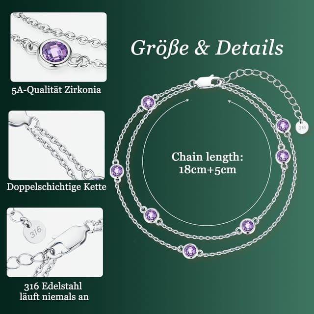 Detalle de LOUISA SECRET Pferdeaugen-Armband Damen aus 925 Sterling Silber mit Zirkonia, verstellbar