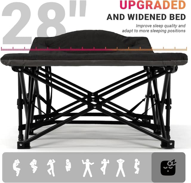 Detalle de OVERMONT 28" Extra Wide Folding Camping Bed