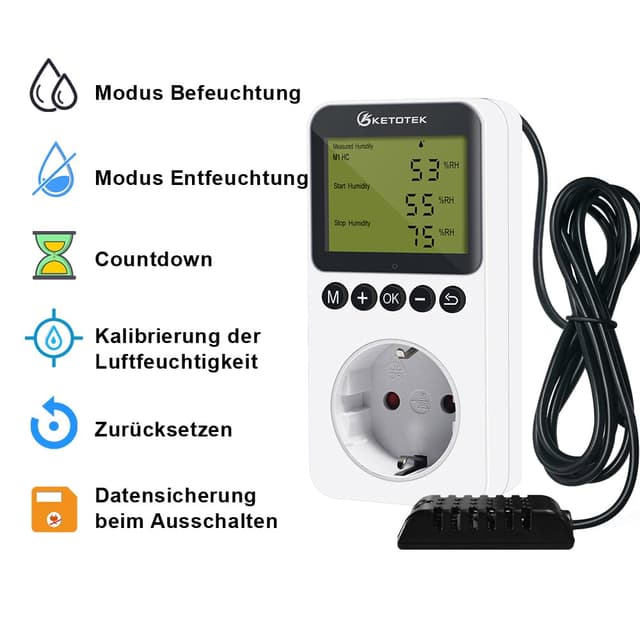 Detalle 2 de KETOTEK KT3300 Hygrostat Steckdose 16A