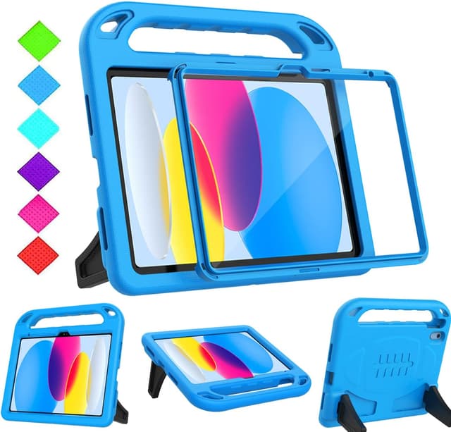 Detalle de Surom Kids Case for iPad 11th Generation (A16) & iPad 10th Generation (10.9-inch) 2022 with Built-in Screen Protector (Blue)