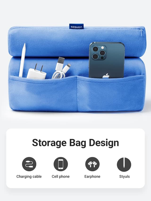 Thumbnail 2 de UGREEN Soft Tablet Cushion Stand for iPad, Phones & Tablets (Blue) — Lap & Bed Reading Pillow