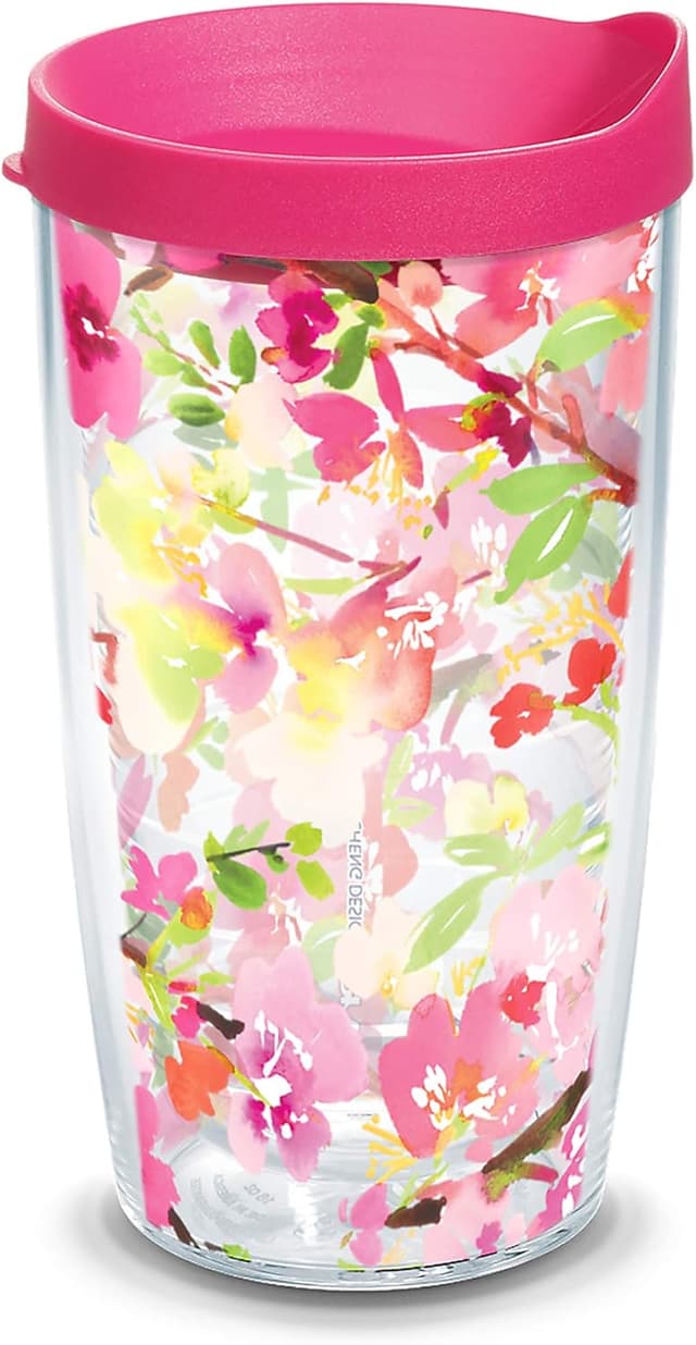 Detalle de Tervis Yao Cheng Sakura Floral Double-Walled Insulated Travel Tumbler (16oz) – Classic