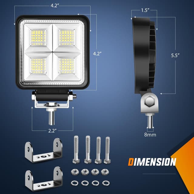Detalle 2 de Nilight LED Tractor Lights Pods 4" 64LEDs Flood Bar