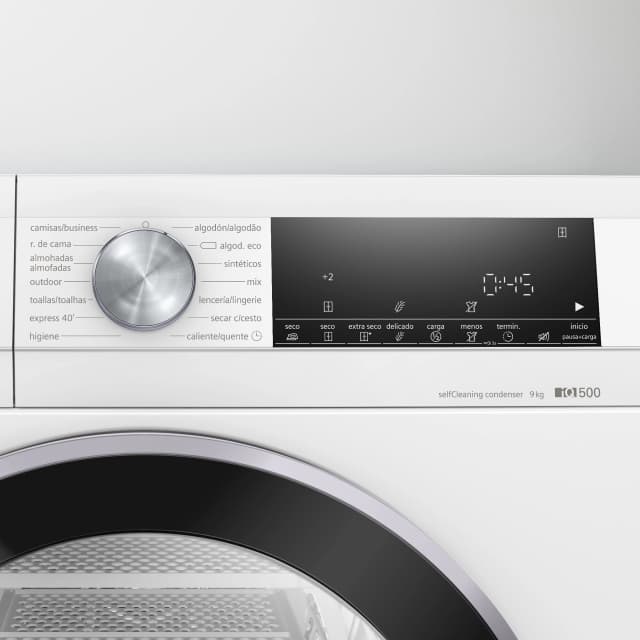 Detalle de Siemens iQ500 WQ45G2D0ES Secadora de 9 kg con bomba de calor y condensación (reacondicionada Grado C)