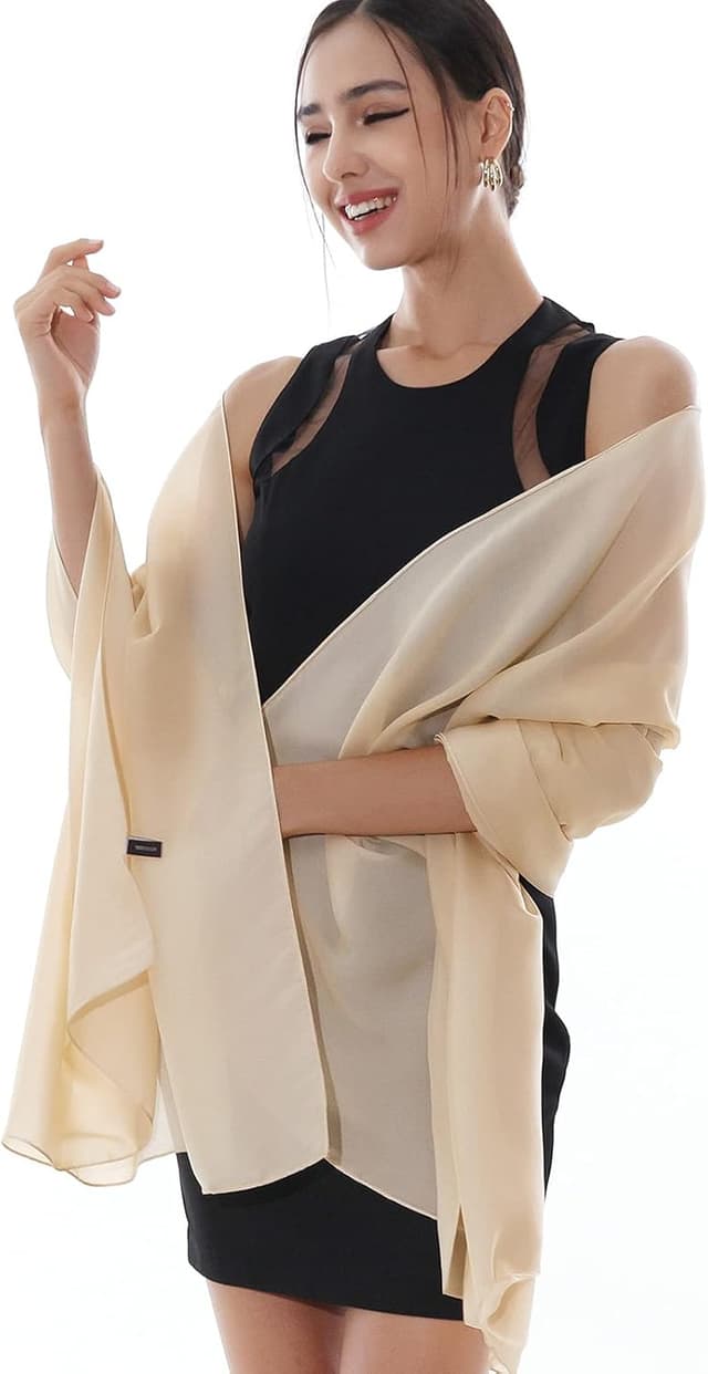 Detalle de RIIQIICHY foulard/sciarpa in seta da donna in poliestere double-face, stola da cerimonia 180×90 cm