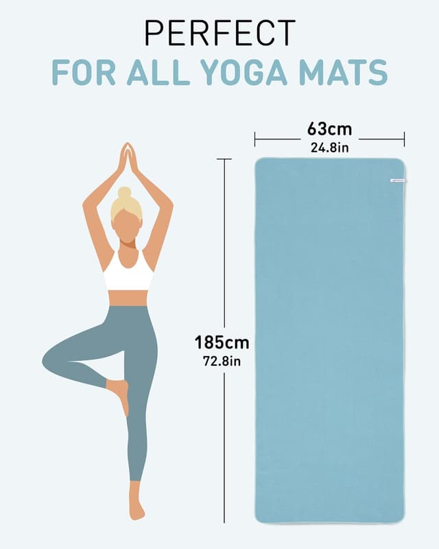Detalle de Fit-Flip Yoga towel non slip (185 x 63cm, Jade) – lightweight quick-dry mat cover for hot yoga & Pilates