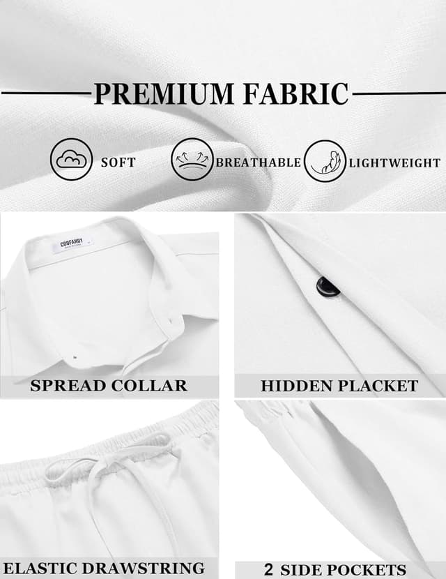 Thumbnail 4 de COOFANDY Men's Linen Beach Set 2‑Piece 🌴