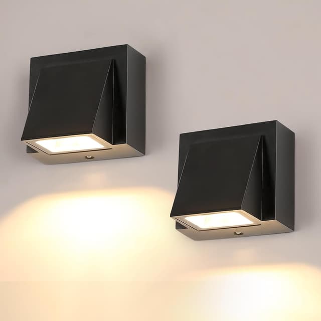 Detalle de Tealight Tealight Applique da parete LED da esterno IP65 Interno-2 da 5W, luce calda 3000K (2 pezzi) nero