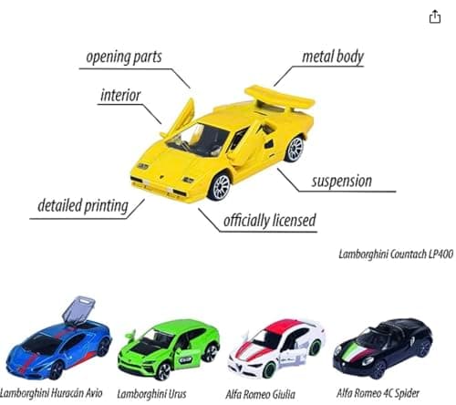 Detalle 2 de Majorette Dream Cars Italy 5 coches 7,5 cm