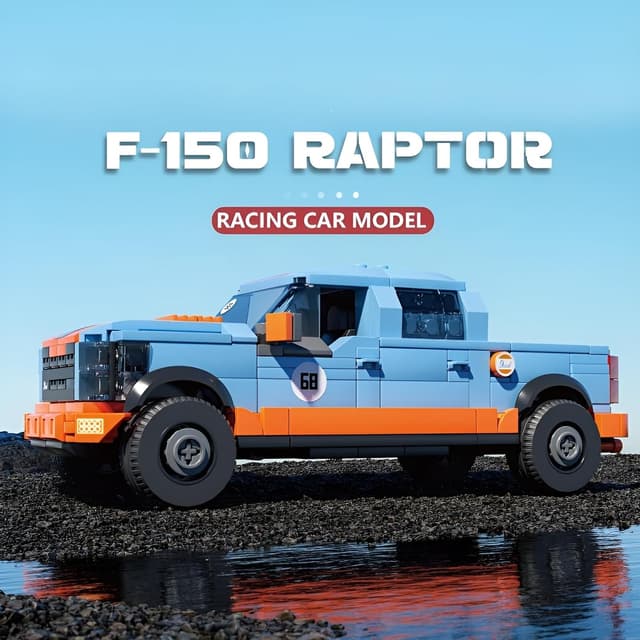 Detalle de DrmBeyd Technik Sportwagen Bausteine-Set (457 Teile) – Modellbau-Pickup im F-150 Stil für Heimdekoration