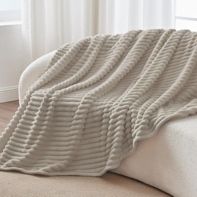 Thumbnail 5 de BEDELITE Fluffy Fleece Throw Blanket Beige