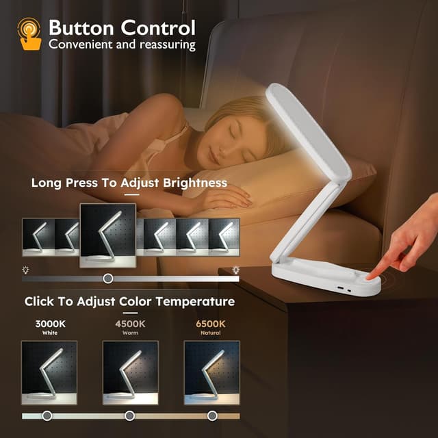 Detalle de Overcomo Rechargeable LED Desk Lamp 3 settings