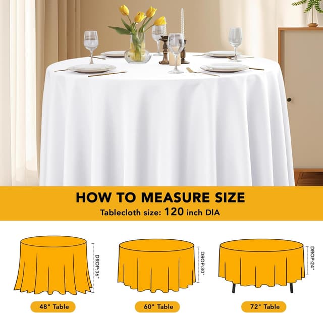 Thumbnail 5 de Dailyset 6-Pack White Round Tablecloths 120 Inches