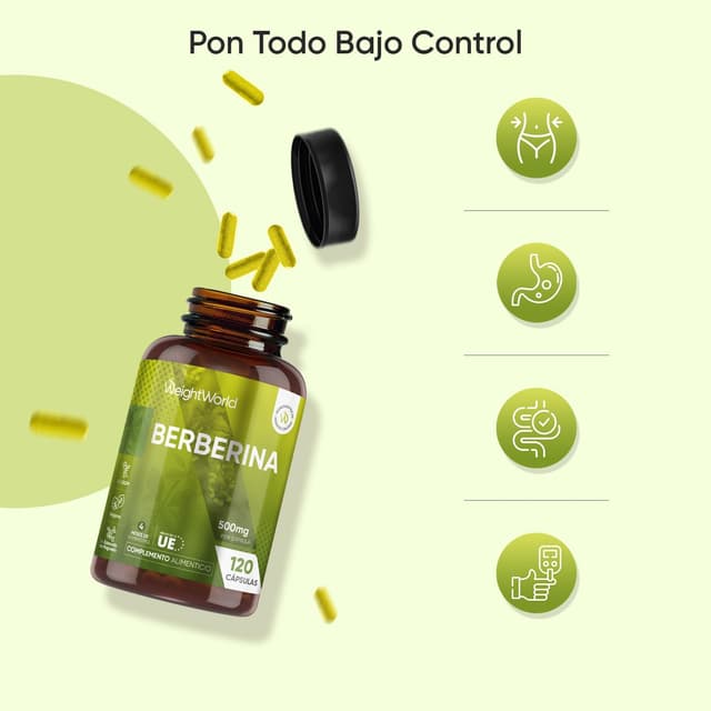 Detalle 1 de Berberina 500mg - Suplemento Keto Vegano 🌱 120 Cápsulas
