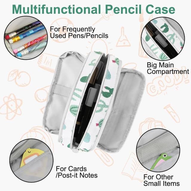 Detalle de Large Capacity 3-Compartment Pencil Case (Oxford cloth) – OFFCUP pencil pouch