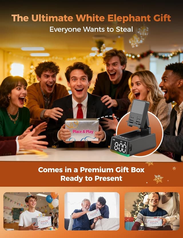 Detalle 2 de BBL Wireless HD Surround Sound Bluetooth Speaker with Foldable Stand, Adjustable Phone Holder and LCD Alarm Clock