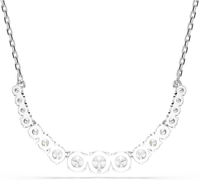Detalle de Swarovski Matrix Collection rhodium-finished necklace with clear round-cut crystals